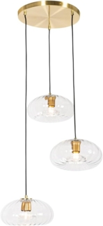 Qazqa Pendelleuchte Ayesha, ohne Leuchtmittel, E27, Gold, Art Deco, Glas, 3-flammig
