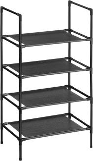 Songmics Schuhregal, 4 Ebenen, Schuhablage, Schuhaufbewahrung, schmal, 28 x 45 x 80 cm, Metallgestell, Ablagen aus Vliesstoff, für Flur, Schlafzimmer, schwarz LSR004B02