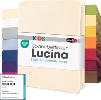 CelinaTex Jersey Spannbettlaken Lucina für Kids Dreierpack 60x120-70x140 cm Natur beige 100% Baumwolle gekämmt superweich Oeko-TEX