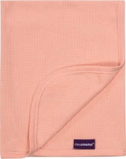 Clevamama Babydecke mit Atmungsaktiver Würfelförmiger Zellstruktur für Babywiege, Kinderwagen, Buggys - luftdurchlässige Waffelstruktur - 70x90 cm - 100% Baumwolle - koralle