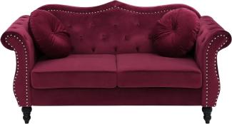 2-Sitzer Sofa Samtstoff dunkelrot SKIEN