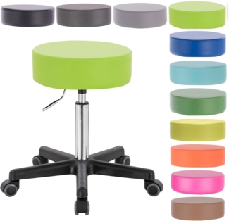 1stuff® Profi Rollhocker Drehhocker Squash -bis 180kg getestet* -ca. 51-71cm - Arzthocker Arbeitshocker Bürohocker Praxishocker Friseurhocker (hellgrün)