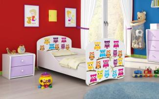 Kinderbett Milena mit verschiedenen Mustern 140x70 Owls