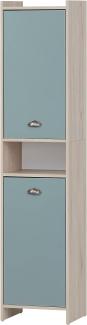 SCHILDMEYER Hochschrank Badschrank Highboard Badmöbel blau 40,2 x 176,3 x 33 cm