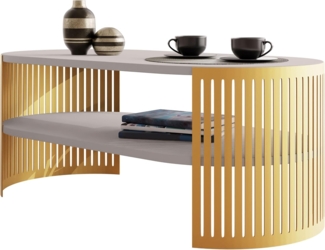 Couchtisch Fahugin Oval Gold I (Farbe: Gold / Cashmere)