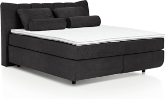 Mivano Free Boxspringbett/Bett mit 7-Zonen-Taschenfederkern-Matratze und Basic Topper/Härtegrad H4, Mikrofaser All Senses Dunkelbraun, Liegefläche 180x200 cm