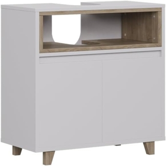 Vicco Waschbeckenunterschrank Weiß/Eiche 60 x 61 cm mit 2 Türen, Elnor