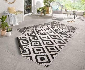 In- & Outdoor Teppich Malta Schwarz Creme - 160x230x0,5cm