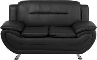 2-Sitzer Sofa Kunstleder schwarz LEIRA