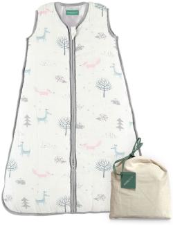 molis&co - Baby Schlafsack 2.5 TOG - Ganzjahres Schlafsack - Babyschlafsack Neugeborene - Premium-Musselin, ärmellos Winterschlafsack wattiert - Premium Qualität - Forest (60 cm)