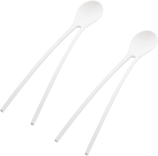 Koziol Twinny Stäbchenlöffel, 2er Set, Essstäbchen, Suppenlöffel, Snackbesteck, Solid Weiß, 3645525