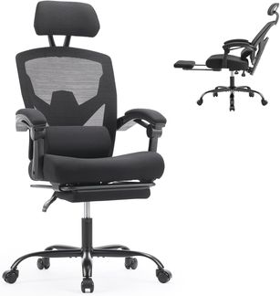 Sweetcrispy Büro-Computer-Schreibtisch Gaming Erwachsene, High-Back Mesh Rolling Swivel Reclining Stühle mit Rädern, Lendenwirbelstütze, bequeme Arme, Metal, Schwarz, Standardmäßig