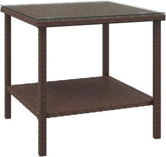 vidaXL Beistelltisch Braun 45x45x45 cm Poly Rattan und Hartglas 319399