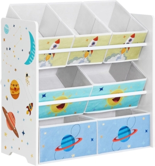 Songmics Kinderregal, mit 7 Aufbewahrungsboxen, MDF / Vliesstoff weiß, 60 x 29,5 x 62,5 cm