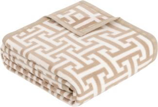 Wohndecke Jacquard Decke Cambridge, IBENA, mit schlichtem Labyrinth-Monogramm