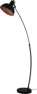 EGLO Stehlampe Jaafra, Lampe Wohnzimmer, Standleuchte gebogen, Wohnzimmerlampe aus Metall in Schwarz und Kupfer, E27 Fassung