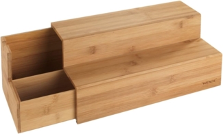 WENKO Aufbewahrungssystem Bambus Treppe, Bambus, (1-tlg), Küchenregal mit 2 Stufen und Schublade, ideal für die Arbeitsplatte