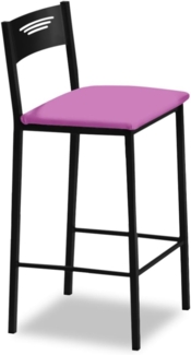 ASTIMESA - Hohe Küchenhocker mit Rückenlehne - Gestell schwarz und Sitzfläche aus Kunstleder - Farbe des Sitzes: Rosa. Lieferumfang: 1 Stück - Maße: 90 cm (Gesamthöhe)