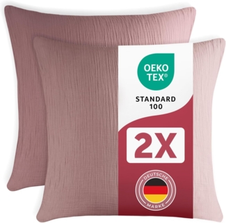 Blumtal Kissenbezug Musselin Kissenbezug - Oeko-TEX zertifiziertes Musselin Kopfkissen, (2 Stück), 100% Baumwolle