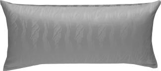 Bettwaesche-mit-Stil Mako Satin Damast Bettwäsche Waves grau Kissenbezug 40x80 cm