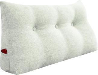 VERCART Großes Bettruhe Keilkissen, Lang Lesekissen, Dekoratives Kopfteilkissen, Dreieckiges Rückenkissen, Loungekissen für Tagesbett oder Couch, Leinenmischung Elfenbein, 100CM