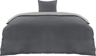 Utopia Bedding Bettwäsche 135x200 Set - Mikrofaser Bettbezug 135x200 cm + 1 Kissenbezug 80x80 cm - Dunkelgrau/Hellgrau
