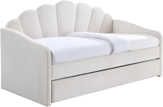 Vente-unique - Ausziehbett Muschelform - 2 x 90 x 190 cm - Samt - Beige - ELUSIA