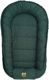 PIMKO Babynest Babynestchen für Baby Kuschelnest Babykokon für Säuglinge und Neugeborene Nestchen 60x90 cm 100% Baumwolle Musselin - (Moss Gold)