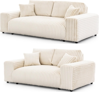 S-Style Möbel Polstergarnitur 3+2 Mollis aus Plüschcord mit schöner Sitzkomfort