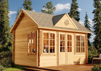 Alpholz Gartenhaus CLOCKHOUSE® 28 Gartenhaus aus Holz Holzhaus mit 28 mm Wandstärke Blockbohlenhaus mit Montagematerial