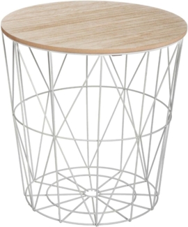 Korbtisch mit abnehmbarer Platte, MDF/ Metall Grau, Ø 39,5x41 cm