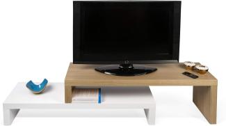 TEMAHOME Cliff TV Tisch Holz Eiche Furnier/Weiß 125 x 38 x 20 cm