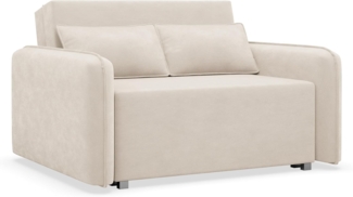 Selsey Schlafsofa mit Bettkasten 110x200 cm Kompaktes Sofa mit Schlaffunktion und Wellenfedern Hellbeige Cord Bezug Minimalistisches Design für Kleine Wohnzimmer oder Studios Made in Polen