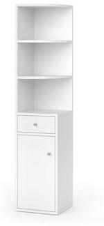 Eckregal Larry Weiß 30 x 135.5 cm mit Tür und Schublade Vicco