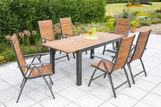 YOURSOL by Merxx Gartenmöbel Set Santorin 6 Personen mit Ausziehtisch 150 -200 cm, Klappstühle