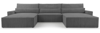 MOEBLO Wohnlandschaft DENVER U, Eckcouch aus Cordstoff Ecksofa U-Form Cord Sofa Couch Polsterecke U-Sofa - 410x85x200cm, mit Bettkasten und Schlaffunktion