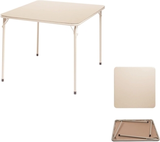 FurnitureR Klapptisch 86×86×71 cm, Stabiler Konferenztisch mit PVC-Oberfläche und Metallrahmen, Faltbarer Arbeitstisch für Büro, Seminar, Besprechung & Schulung, platzsparend verstaubar, Beige