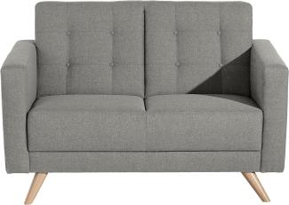 Julian Sofa 2-Sitzer Flachgewebe Hellgrau Buche Natur