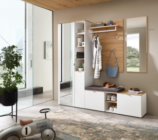 freiraum Garderoben-Set Bari, in Weiß matt, MDF, Spannplatte - 206 x 202 x 38 cm (BxHxT)