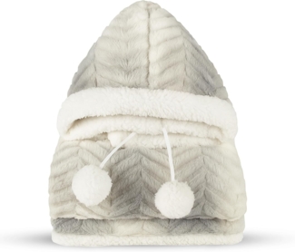 Bestlivings Kuscheldecke mit Kapuze 130 x 180 cm in Hellgrau für Kinder und Erwachsene, TV-Decke, Sherpa Decke in Felloptik