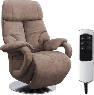CAVADORE TV-Sessel Istanbul / Fernsehsessel mit elektrisch verstellbarer Relaxfunktion / 2 E-Motoren / 80 x 115 x 79 / Lederoptik: Hellbraun
