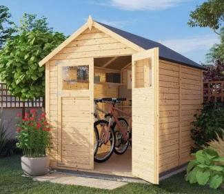 Alpholz Gerätehaus Alisha Gerätehaus aus Holz Geräteschrank mit 14 mm Wandstärke Gartenhaus mit Montagematerial