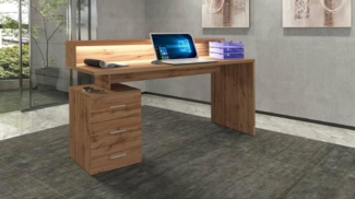 Dmora - Schreibtisch Svevo, Schreibtisch mit Platte, Mehrzweck-Büroschreibtisch, platzsparender Schreibtisch mit Mehreren Positionen, 160x60h90 cm, Eiche