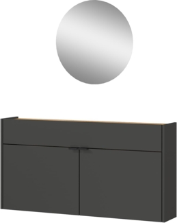 Germania 2-TLG. Garderoben-Set 7937-549 GW-Ameca, in Graphit/Navarra-Eiche-Nb, mit geringer Tiefe, 110 x 200 x 22 cm (BxHxT)