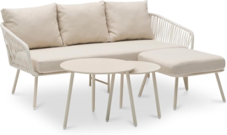 IDIMEX Gartenlounge-Set MYKONOS, Outdoor Dreisitzer Sofa mit Beistelltisch, Balkonmöbel cremeweiß/beige