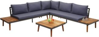 Garten-Garnitur HWC-E97, Garnitur Sitzgruppe Lounge-Set Sofa, Akazie Holz MVG-zertifiziert, grau