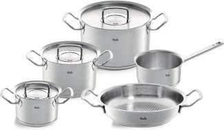 Fissler Original-Profi Collection / Edelstahl-Kochtopfset, 5-teilig, Topf mit Metall-Deckel (3 Kochtöpfe inkl. Deckel,1 Servierpfanne, 1 Stielkasserolle) - Induktion