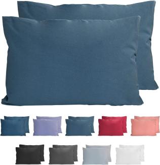 Komfortec 100% Baumwolle Kissenbezüge 40x60 cm, 2er Set, Superweicher Premium Jersey Kopfkissenbezug 150 g/m², Kissenhülle, Petrolblau