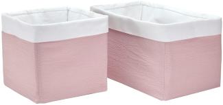 KraftKids Stoff-Körbchen in Doppelkrepp Rosa, Aufbewahrungskorb für Kinderzimmer, Aufbewahrungsbox fürs Bad, Größe 20 x 33 x 20 cm