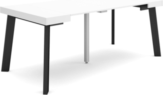 Skraut Home | Ausziehbarertisch | Multifunktionaler ausziehbarer | 180 | Für 8 Gäste | Hölzerne Beine | Moderner Stil | Weiß und Schwarz